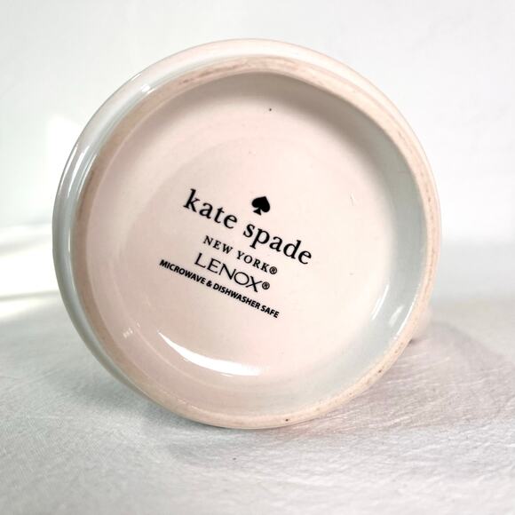 Kate Spade Polka Dot Coffee Mug LENOX Ceramic White Black Tea Cup Whimsical Fun - Picture 3 of 4